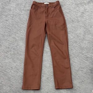 Abercrombie & Fitch The 90’s Straight Ultra High Rise Brown Faux Leather Pants